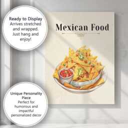 Mexican Nachos Salsa Spicy Street Food Illustration Canvas Wall Art Print Decor Picture Ready To Hang - thumbnail 3