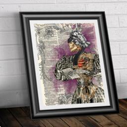 Gothic Victorian Anatomical Lady Skeleton. Art Print On Antique Dictionary Book Page. Old Sheet Artwork Wall Hangings Skull Love Letter Art - thumbnail 2