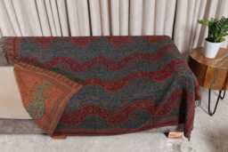 Luxury Boiled Pure Merino Wool Reversible Sofa Or Bed Throws For Ultimate Comfort & Style - Classic Indian Paisley in Multicolour