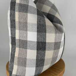 Black White & Gray Checkered Throw Pillow, Neutral Plaid Pillow Cover, Farmhouse Decor, 20x20 - thumbnail 3