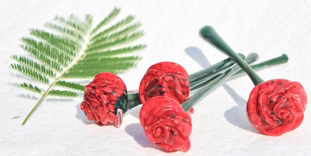 Hand Sculpted Glass Rose - Molten Art - image 1