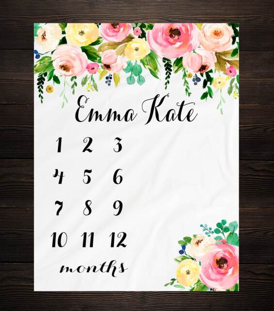 Baby Milestone Blanket Month Watch Me Grow Growth Tracker Fleece Shower Personalized Newborn Gift - image 1