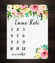 Baby Milestone Blanket Month Watch Me Grow Growth Tracker Fleece Shower Personalized Newborn Gift - thumbnail 1