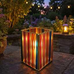 Limited Edition - Larger Stained Glass Style Ribbed & Gold Lantern - thumbnail 2
