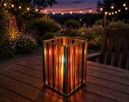 Limited Edition - Larger Stained Glass Style Ribbed & Gold Lantern - thumbnail 1