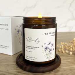 Personalised Birth Flower Gift Candle, Birthday For Her, February Flower, Friend - thumbnail 1