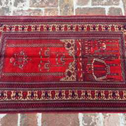 2'6x3'9 Wool Prayer Rug - Authentic Hand-Knotted Persian Carpet Oriental Mosque Design With Floral Motif Islamic Mat Present - thumbnail 4