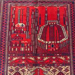 2'6x3'9 Wool Prayer Rug - Authentic Hand-Knotted Persian Carpet Oriental Mosque Design With Floral Motif Islamic Mat Present - thumbnail 3