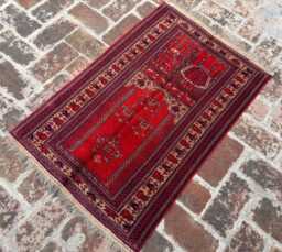 2'6x3'9 Wool Prayer Rug - Authentic Hand-Knotted Persian Carpet Oriental Mosque Design With Floral Motif Islamic Mat Present - thumbnail 1