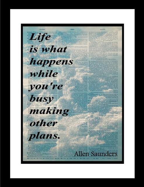 Allen Saunders Quote Printed On Vintage Dictionary Old Paper Unique Print Original Wall Art Life Lessons Insiprational Misattributed Lennon