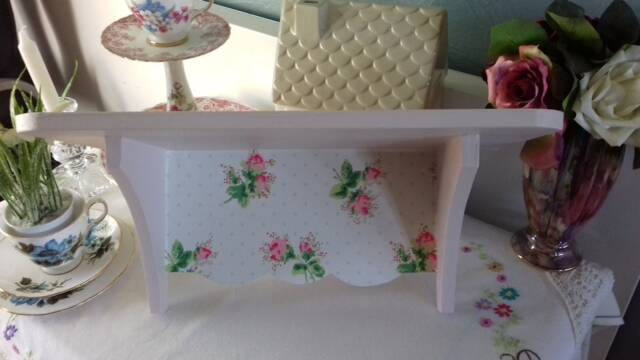 Wooden Shelf Storage Made Using Cath Kidston Design Farrow & Ball Pink Bathroom Bedroom Shabby Chic Country Home Vintage Style Nursery Gift - image 1