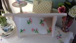Wooden Shelf Storage Made Using Cath Kidston Design Farrow & Ball Pink Bathroom Bedroom Shabby Chic Country Home Vintage Style Nursery Gift - thumbnail 1
