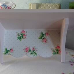 Wooden Shelf Storage Made Using Cath Kidston Design Farrow & Ball Pink Bathroom Bedroom Shabby Chic Country Home Vintage Style Nursery Gift - thumbnail 2