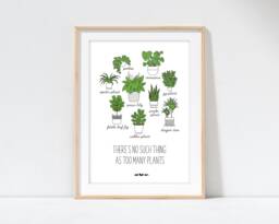 House Plant Print Funny Lady Gift, Too Many Plants Art - thumbnail 1