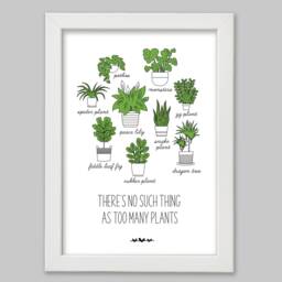 House Plant Print Funny Lady Gift, Too Many Plants Art - thumbnail 3