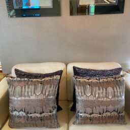 Handmade Luxury Cushion Cover in Fryetts Inca Metallic Fabric Bronze, Black, Gold, Taupe Colours, Various Sizes - thumbnail 2