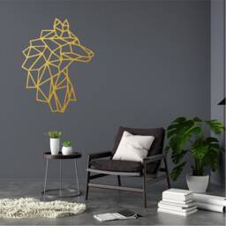 Geometric Wolf Head Wall Art, Minimalist, Modern, Abstract, Decal, Mural, Transfer, Boho -G058 , 5 Sizes, 36 Colour Options - thumbnail 1