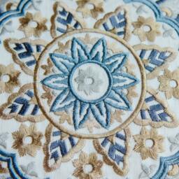 Embroidered Medallion Pillow Cover, Slate Blue, Kravet Designer - thumbnail 2