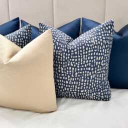 A Luxury Set Of 6 Navy & Gold Cushions Bed Or Sofa, Cushion Set, Pillow Covers For Bed, Sofa & Chairs - By The Couture Cushion - thumbnail 3