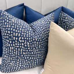 A Luxury Set Of 6 Navy & Gold Cushions Bed Or Sofa, Cushion Set, Pillow Covers For Bed, Sofa & Chairs - By The Couture Cushion - thumbnail 4