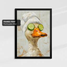 Duck Beauty Care Towel Bath Tub Framed Poster Print & Canvas Wall Decor Art Painting Bedroom Home Bathroom Funny Animal Lover Gift - thumbnail 2