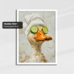 Duck Beauty Care Towel Bath Tub Framed Poster Print & Canvas Wall Decor Art Painting Bedroom Home Bathroom Funny Animal Lover Gift - thumbnail 3