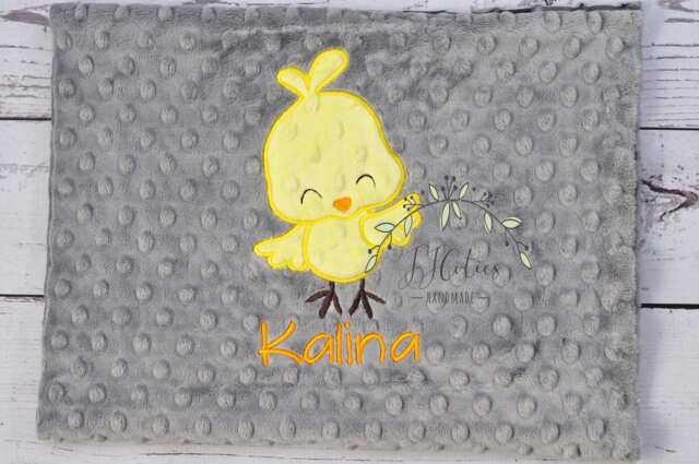 Baby Blanket Personalized Chick-Tweetie Bird Minky Blanket-Girl Tweetie Blanket-Personalized Girl-Chick - image 1