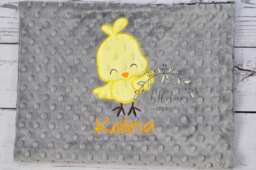 Baby Blanket Personalized Chick-Tweetie Bird Minky Blanket-Girl Tweetie Blanket-Personalized Girl-Chick - thumbnail 1