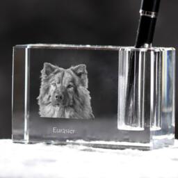Eurasier, Crystal Pen Holder With Dog, Souvenir, Decoration, Limited Edition, Collection - thumbnail 2