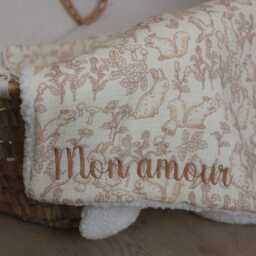 Embroidered Forest Pattern Baby Blanket - Personalized Birth Gift - thumbnail 2