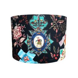 Christian Lacroix Drum Lampshade Rosettes & Ribbons, Handmade Cotton Satin