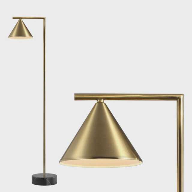 Mid Century Modern Brass Floor Lamp Golden Cone Shade, 70-Inch Tall - image 1