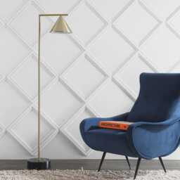 Mid Century Modern Brass Floor Lamp Golden Cone Shade, 70-Inch Tall - thumbnail 3