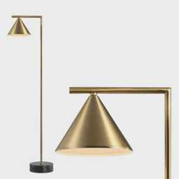 Mid Century Modern Brass Floor Lamp Golden Cone Shade, 70-Inch Tall - thumbnail 1