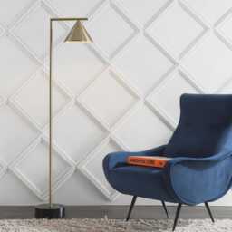 Mid Century Modern Brass Floor Lamp Golden Cone Shade, 70-Inch Tall - thumbnail 2