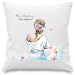 Positive Quote Watercolour Girl Personalised Cushion Cover Any Age Women's Gift - thumbnail 2