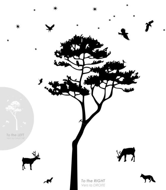 Pine Tree Wall Decal Canadian Forest Animals Nursery Decor - image 1