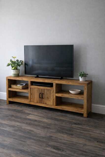 Handmade Rustic Wooden Hallway Tv Cabinet Farmhouse Console Table Entertainment Unit Bookshelf - image 1