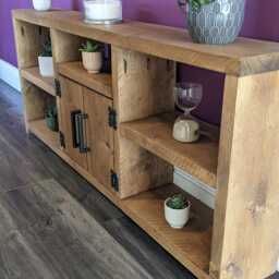 Handmade Rustic Wooden Hallway Tv Cabinet Farmhouse Console Table Entertainment Unit Bookshelf - thumbnail 3