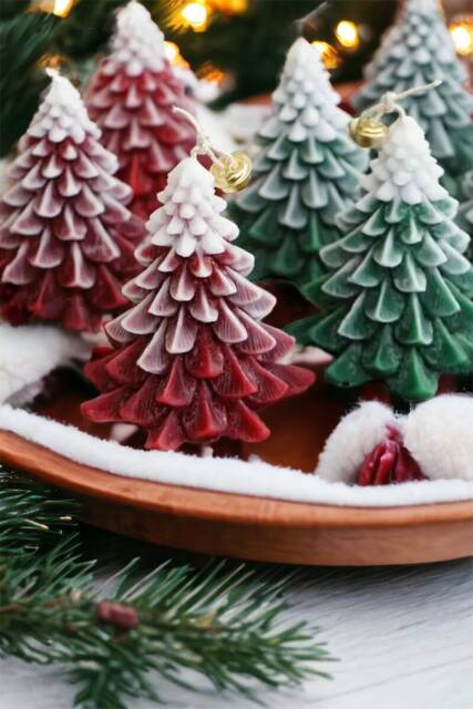 Christmas Tree Pillar Candle, Christmas Candle Gift, Christas Tree Shaped Candle, Winter Home Decor, Green Candle, Gift For Her, Festive - image 1