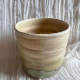 Bamboo Bubble Ceramic Planter, Handmade Glazed Pot, Cream Plant Large Green Vessel, Unique British Gift, Handcrafted Pots - thumbnail 2