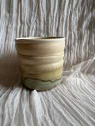 Bamboo Bubble Ceramic Planter, Handmade Glazed Pot, Cream Plant Large Green Vessel, Unique British Gift, Handcrafted Pots