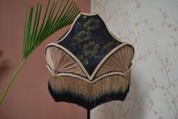 Black Peach Velvet Lampshade Gothic Beaded Fringe Table Lamp