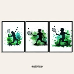 Tennis Boy Wall Art - Set Of 3 Posters - Player Prints Poster Print Decor Kids Room Artwork Gift Boys - thumbnail 1
