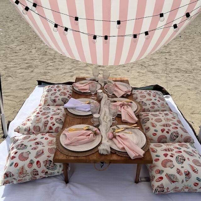 Handmade Wooden Folding Table - Portable Picnic Boho Camp Foldable Low Seat For Outdoor & Home 2860 Inch H13 Inches - image 1