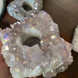 Very Large Premium A Grade Amethyst Angel Aura Cluster Druzy Candle/Tealight Holders - thumbnail 2