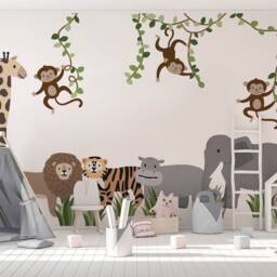 Jungle Animal Wall Decals Safari Nursery Decor, Repositionable Stickers - thumbnail 2