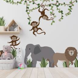Jungle Animal Wall Decals Safari Nursery Decor, Repositionable Stickers - thumbnail 3
