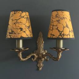 Hand Marbled Mustard & Charcoal Grey - Candle Clip Lampshade Wall/Chandelier