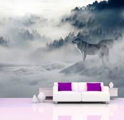 Foggy Forest Mural Nature Landscape Temporary Wallpaper Wolf Removable Wallpaper Wall Art Self-Adhesive Large - thumbnail 1